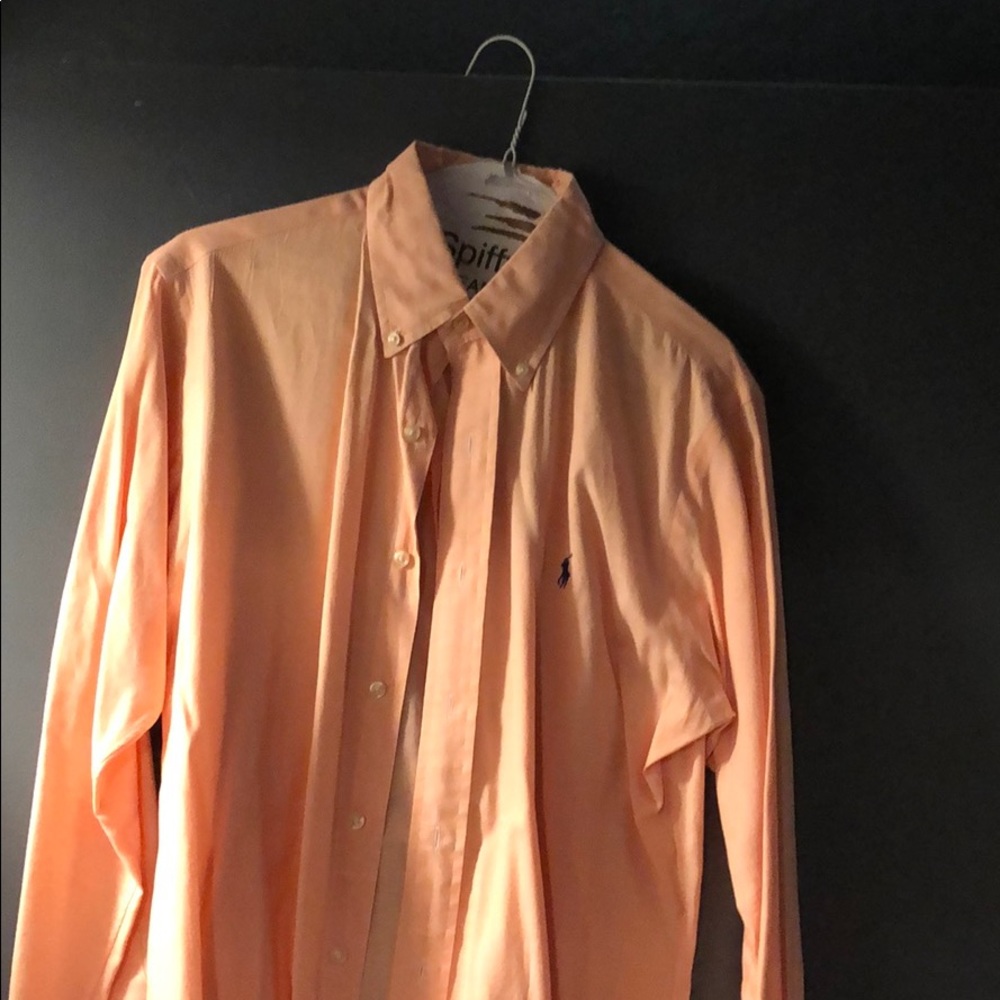 Men’s polo long sleeve button down - orange